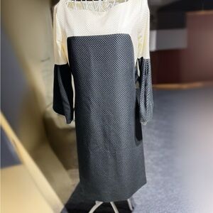 Neiman Marcus Black Sheath Dress with Bishop Sleeves